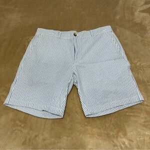Vineyard Vines Cotton Seersucker Bermuda Blue White Striped Shorts Size 35